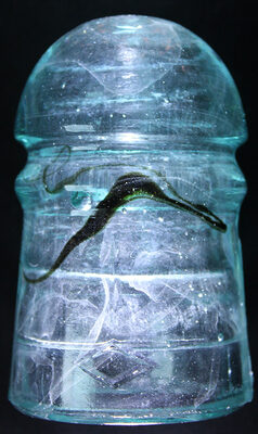 CD 102 Diamond Light Aqua & Milky Swirls & Amber Tentacles
