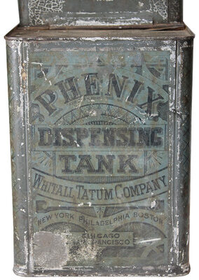 Tin: Beautifully Decorated WHITALL TATUM Dispensing Tank