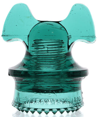 CD 257 Hemingray Blue Aqua with Embossing Error